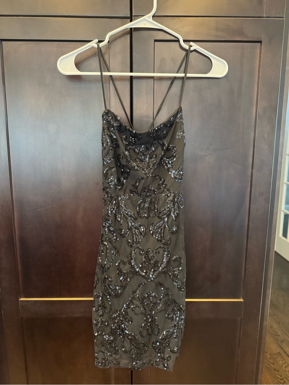 Windsor Black Sequin Mini Slip Dress
